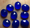 10 pcs - 10x12 mm Oval Chekar Cut Cabochon Faceted - Cobalt Blue CHALCEDONY - Gorgeous Nice Blue Sparkle